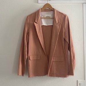 Ottod’Ame Cotton Blazer with raw edge hem, size 6, peach fuzz salmon light pink